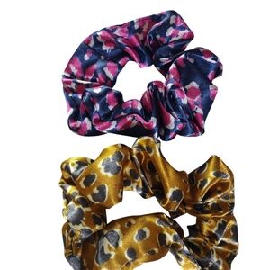 Floral Leopard Satin Scrunchies